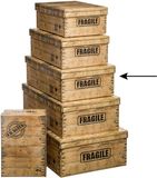 5five Opbergdoos/box - 2x - houtkleur - L40 x B26.5 x H14 cm - Stevig karton - Woodybox