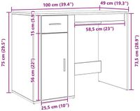 vidaXL Bureau Zwart Eiken Bewerkt Hout