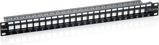 Equip 769224 Cat.6 Panel for 24 Keystone Jacks, unshielded, black