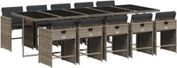 vidaXL 11-delige tuinset met kussens, polyrattan, grijs