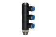 L-meervoudige RIEGLER L-meervoudige verdeler »Blaue serie«, 3-voudig, draaibaar, G 3/8 a., voor slot-buiten-Ø 12 mm, werkdr. Maximale 15 bar, kunststof/MS vern.