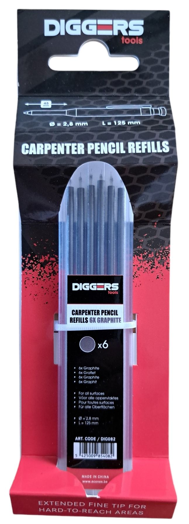 Markal Diggers 6 grafiet navullingen markeerpotlood, retail - DIG037
