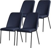 ML-Design Eetkamerstoelen set van 4 donkerblauw met rugleuning, gestoffeerde stoelen voor eetkamer & keuken