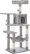 OutdoorMatch Poteau griffoir Gretchen - Poteau griffoir avec hamac - 143 cm - Gris clair