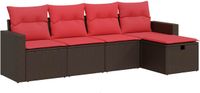 vidaXL 5-delige Loungeset met kussens, poly rattan, bruin