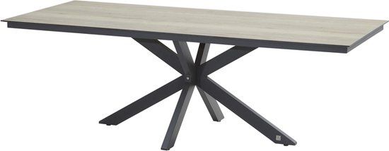 4 Seasons Outdoor Minerva Tafelframe Antracite met HPL Teak Pattern Tafelblad