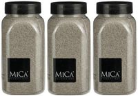 Mica Decorations decoratie zand - 3x - 650ml - lichtgrijs