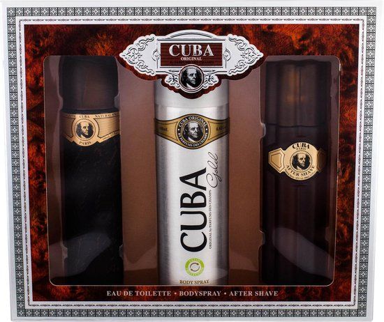 Cuba Gold Gift Set for Men - 100ml EDT Spray, Aftershave & Body Spray