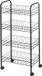 Urban Living Draadmanden trolley - metaal - zwart - wielen - 38x26x80 cm - 4 niveaus - keuken/badkamer