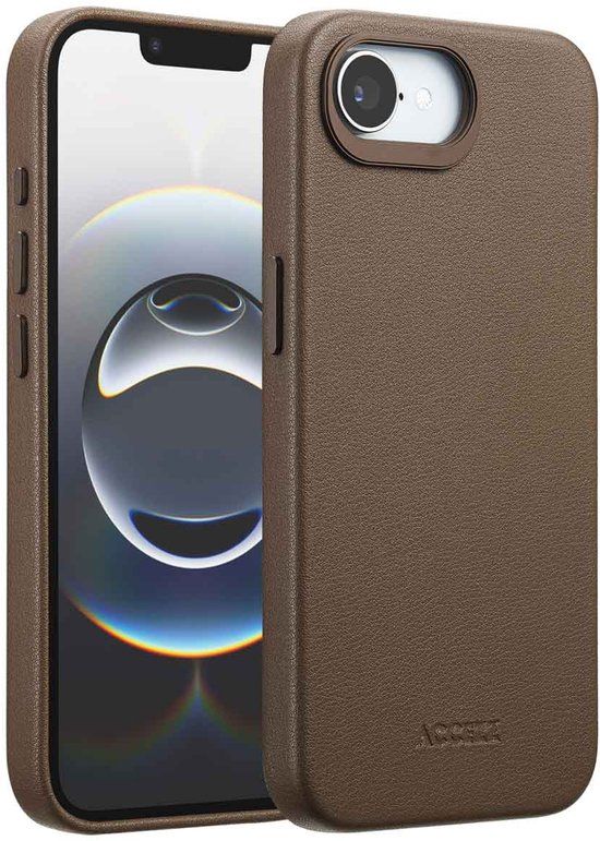 Accezz MagSafe Leather Backcover - Geschikt voor iPhone 17e / 16e - Coffee Brown