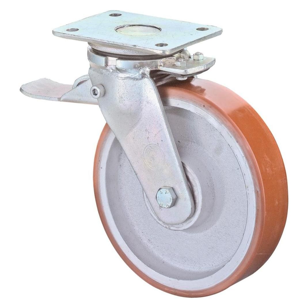 BS Rollen, Meubelwielen, Zwaarlast zwenkwiel Wiel Ø 150 mm Draagvermogen 800 kg met rem Gegoten polyurethaan 138x110mm