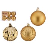 Krist+ Gedecoreerde Kerstballen - 6x stuks - Goud - Kunststof - 6 cm