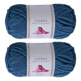 Utopia Crafts Cuddle Super Chunky Chenille Soft Yarn for Knitting and Crochet 2x 100g (Saxe Blue)