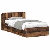 vidaXL Bedombouw met opslag Oud hout 75 x 190 cm Bewerkt hout