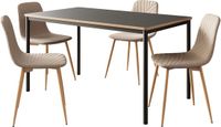 en.casa Eetkamerset tafel Lindesberg 140x80 cm met stoelen Köfering 5-delig