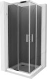 Mexen Rio vierkante douchecabine 80 x 80 cm, grafiet, chroom + Flat douchebak, wit