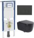 Geberit QeramiQ Dely Swirl Toiletset - 36.3x51.7cm - Geberit UP720 Duofix Sigma inbouwreservoir - 35mm zitting - bedieningsplaat mat antraciet - rechthoekige knoppen - mat zwart