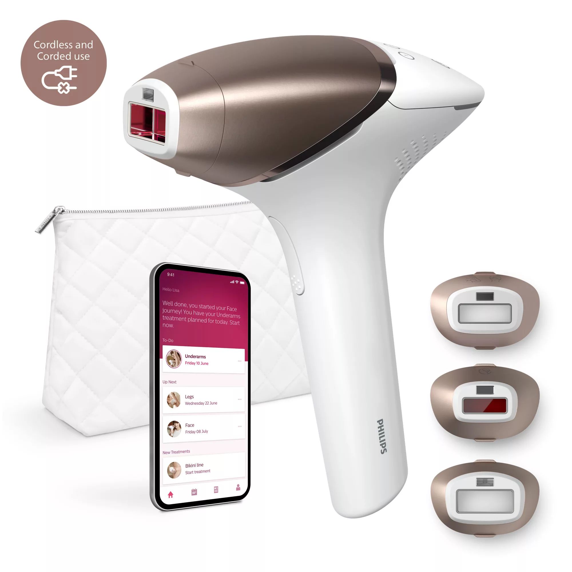Philips Lumea IPL 9000 Series BRI955/00 - IPL Ontharingsapparaat - Goud/Wit