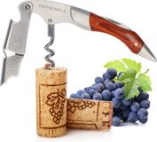 Castagnola Tire-bouchon - Lame de sommelier - Ouvre-vin - Ouvre-bouteille - Levier - Deluxe - Bois de Pakka et acier inoxydable