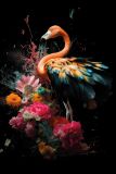 Alexsar Art schilderij Glas art flamingo 90x60cm