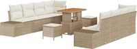 vidaXL Tuinbank Set Beige Poly Rattan