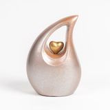 Urn Store Teardrop Urn Klein 600 ml Copper Mist Silver met Goudkleurig Hart