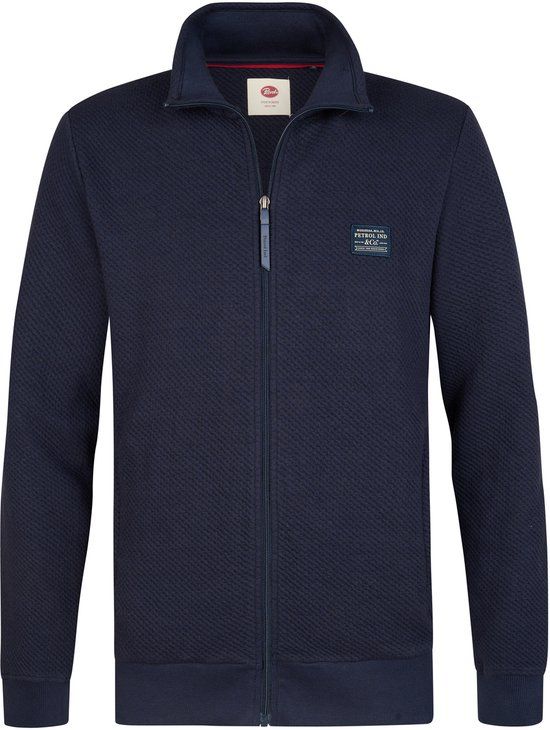 Petrol Industries Heren Sweater met rits bij de kraag steelcrest - Blauw - Maat S