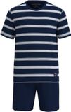 TOM TAILOR Pyjamaset Kort Stripes Blauw & Wit Heren XXL