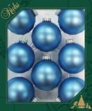 Krebs Boules de Noël - 16x - velours bleu - verre - 7 cm - décoration de sapin de Noël