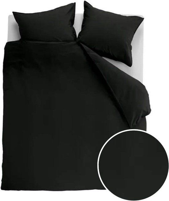 Ambiante Cotton Uni Dekbedovertrek - Tweepersoons - 200x200/220 cm - Zwart