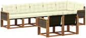 vidaXL - Salon d'angle - 8 places assises - Naturel et crème - Acacia bois