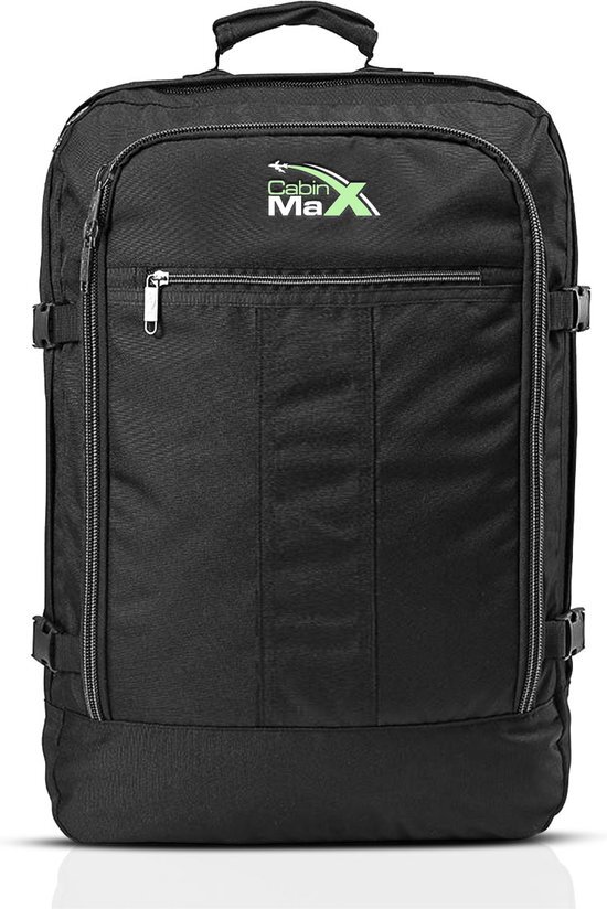 CABINMAX CABINMAX Metz Zwart ultralicht - 44 litre interior - 55x40x20cm - handbagage Rugzak - perfect for Travel Overnight Weekend School MZ BK