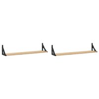 VidaXL Wandplanken 2 stuks Hout Metaal Houtkleur 800 mm x 250 mm x 255 mm