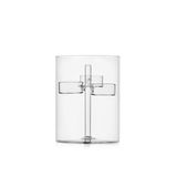 Ichendorf Milano Theelicht, 3 kaarsen, transparant, collectie Iris, H 15,5 cm, borosilicaatglas, handgemaakt