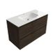 Saniclass Holz Pure Badkamermeubelset - 100x45x61.5cm - Flow solid surface wastafel wit - 1 wasbak - 1 kraangat - 2 lades - mat eiken charcoal (hout) SW1420788/SW1174115