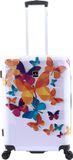 Saxoline Harde Koffer / Trolley / Reiskoffer - 66 cm (Medium) - Butterfly Fun Print - Bedrukt / Medium