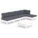 vidaXL 6-delige loungeset met kussens, grenenhout, wit