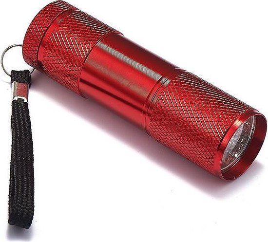 NedRo Mini UV Zaklamp - 9 LED - Rood - Aluminium