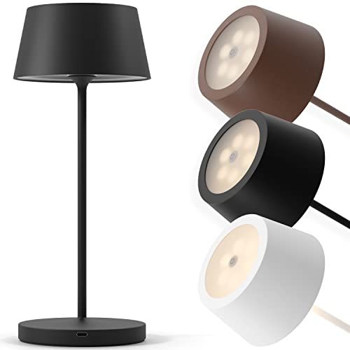 charlique charlique® Dinner Light 2 - snoerloze LED tafellamp in zwart | traploos dimbaar | met een extra sterke batterij | USB oplader inbegrepen | draadloze table lamp voor binnen en buiten