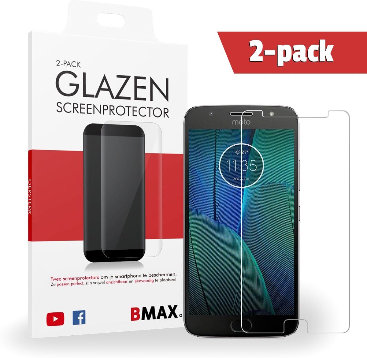 BMAX 2-pack Motorola G5s Plus Screenprotector van gehard glas | 8719688999989