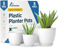 Lifemaster - Set van 5 plantenpotten voor binnen en buiten, kunststof bloempotten met afvoergaten, verschillende maten (17,8, 16,8, 15,2, 13,5, 12,2 cm), stapelbare tuinpotten