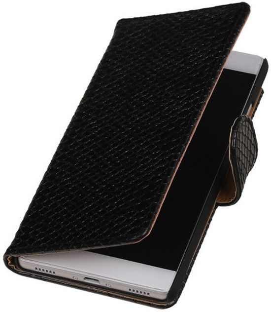 Best Cases Panda Best Cases Huawei P8 Snake Slang Booktype Wallet Hoesje Zwart