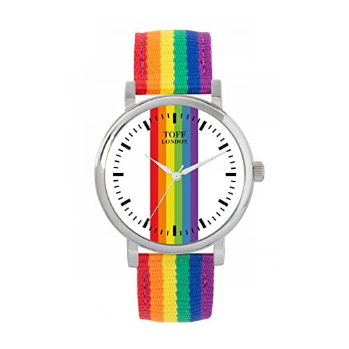Toff London Pride Lineaire witte wapenstokken Horloge - 5059656938446