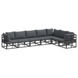 vidaXL Tuinbank Set Zwart Aluminium 7-zits