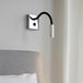 BARCELONA LED Flexibele Wandlamp voor Lezen Hale 3W van Verchroomd Aluminium met Zwarte Zwenkarm, LED Warm Wit, met Schakelaar, Klassiek Modern Vintage Luxe