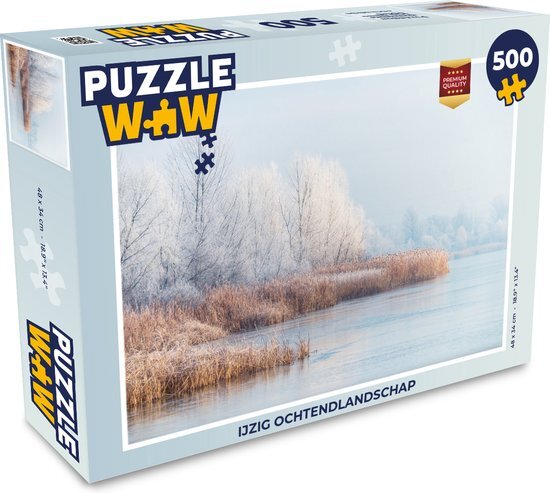 MuchoWow Puzzel Landschap - Winter - Sneeuw - IJs - Ochtend - Legpuzzel - Puzzel 500 stukjes - Sinterklaas cadeautjes - Sinterklaas voor grote kinderen