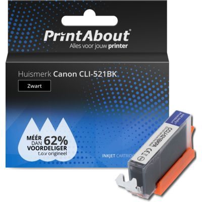 PrintAbout Huismerk CLI-521BK Zwart Inktcartridge | Compatibel met Canon