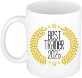 Bellatio Decorations Koffie/Thee Mok - De Beste Trainer Van 2025 - Wit - 300 ml - Keramiek