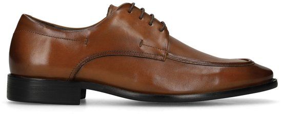 Manfield - Heren - Cognac leren veterschoenen - Maat 41