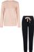By Louise Dames Winter Pyjama Set Lang Badstof Roze/Donkerblauw Gestipt - Maat L